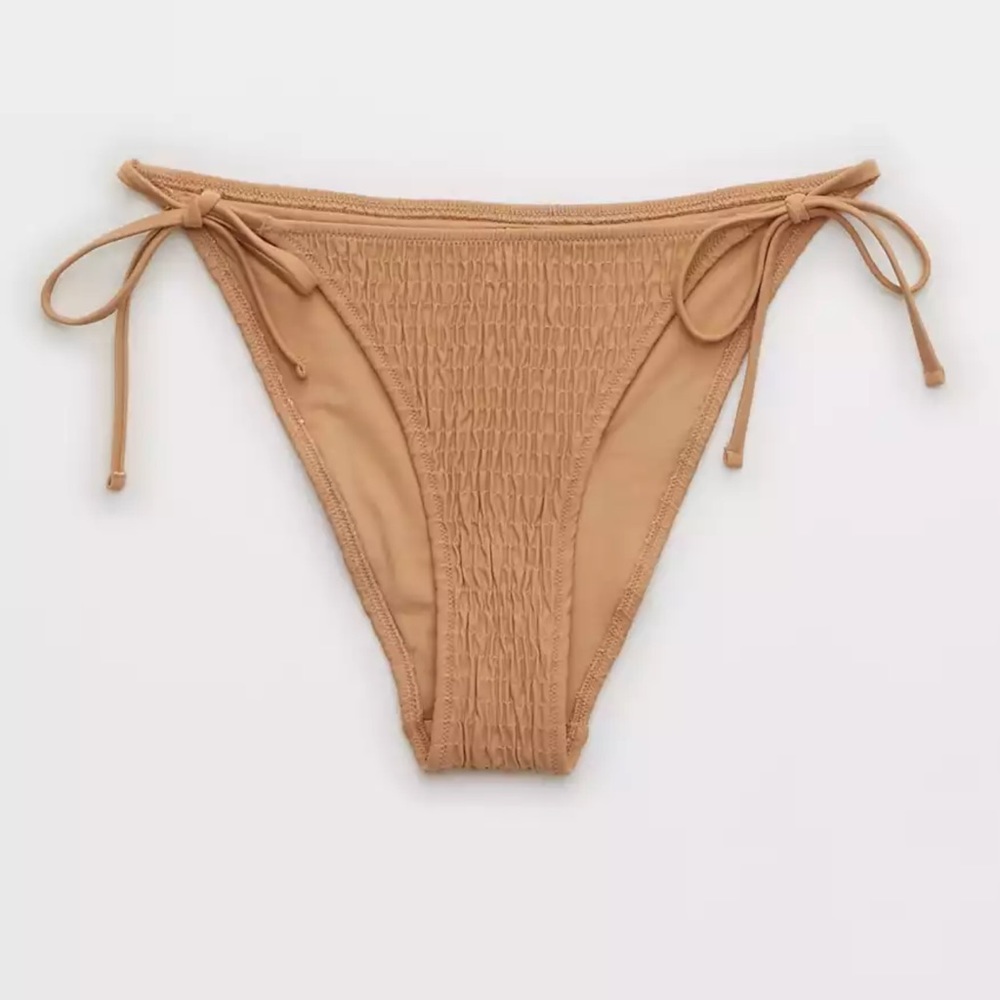 Aerie Smocked Tie Cheeky Bikini Bottom Size Medium